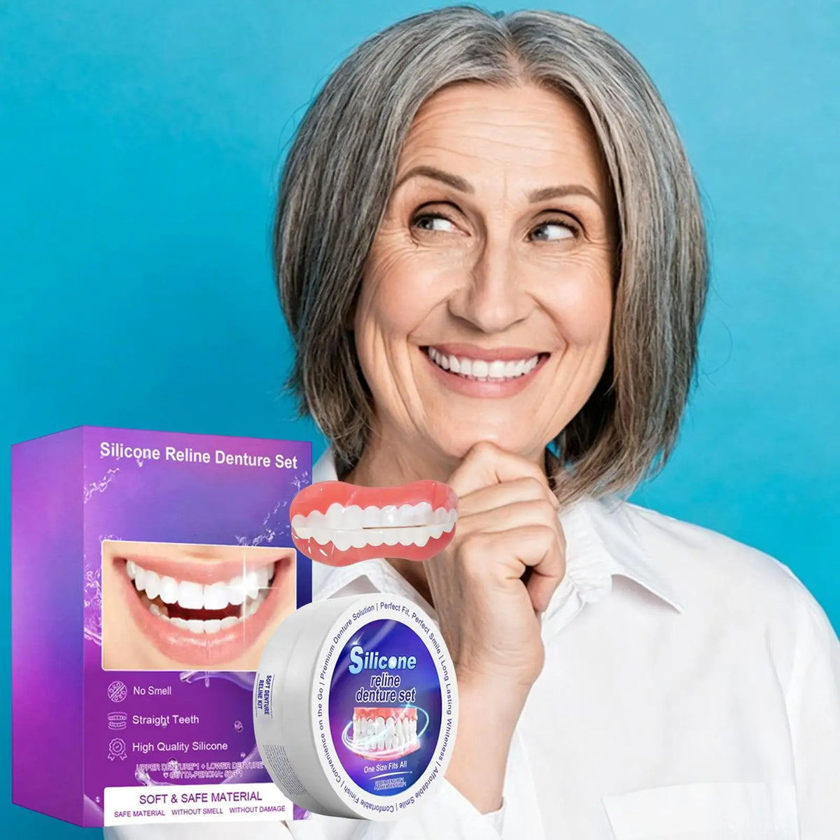 Silicone Denture Reliner Kit – Custom Fit Upper & Lower Braces Denture Reliner Kit Axl