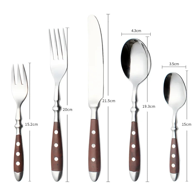 YRIDEFE 6-Piece Stainless Steel Cutlery Set – Knife Fork Spoon Cutlery Set Axl