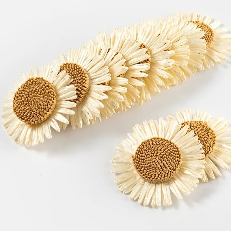 Sunflower Daisy PP Raffia Flower Heads – 10pcs DIY Craft Kit DIY Craft Flowers Axl
