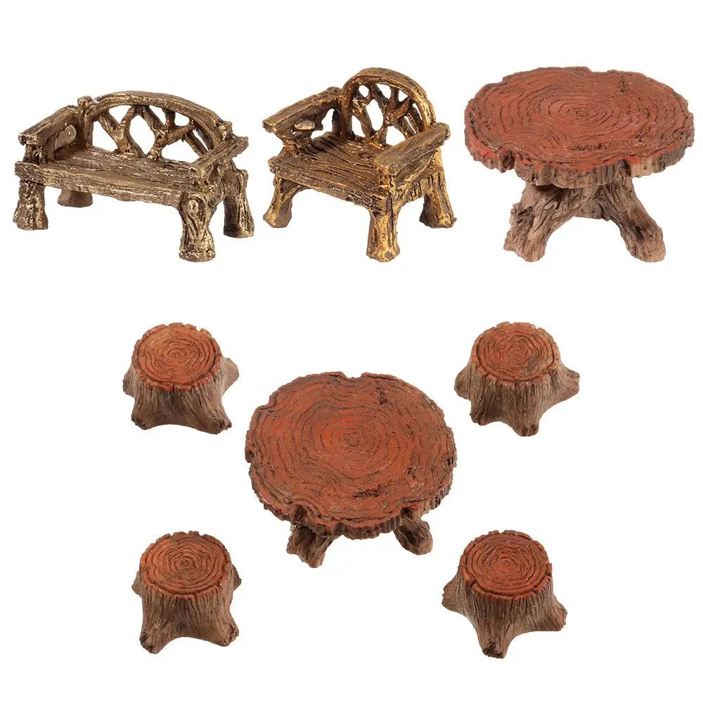 Miniature Fairy Garden Figurines – Bench, Chair & Table Set Garden Figurine Set Axl