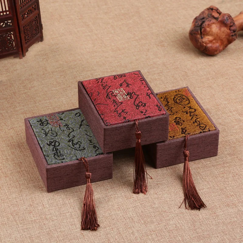 Chinese Style Mini Jewelry Tin Box – Linen Drawer Organizer Jewelry Storage Box Axl