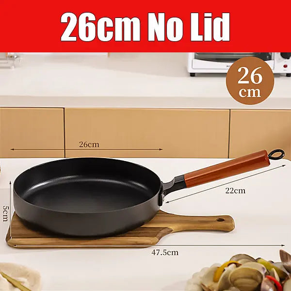 26cm Cast Iron Wok Pan – Non-Coating Skillet, Gas & Induction Cast Iron Wok Pan Axl 26cm No Lid