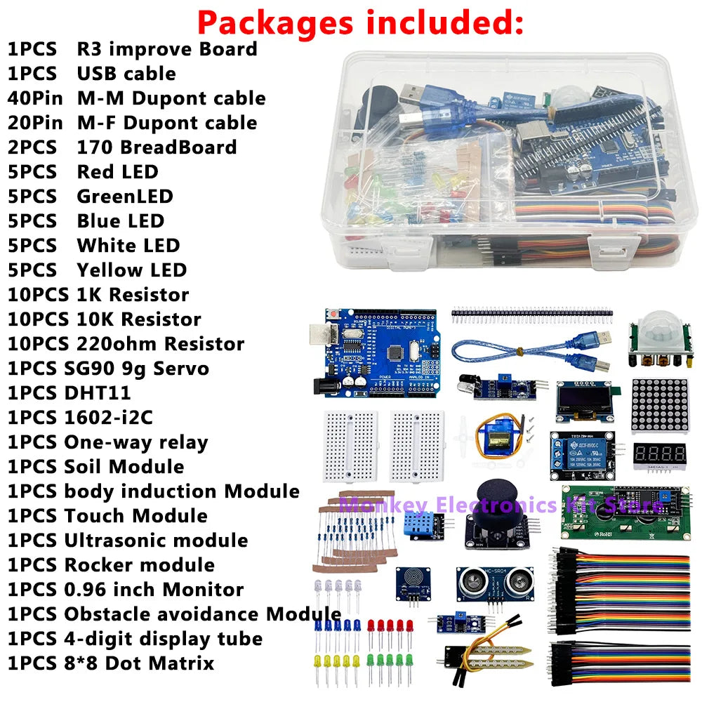 OLED Starter Learning Kit – R3 Board & LCD 1602 for Beginners Electronics Learning Kit Axl