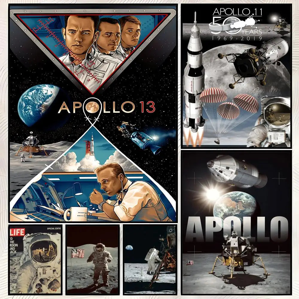 Apollo Moon Landing Self-Stick HD Wall Art Poster | Waterproof Wall Art Poster Axl