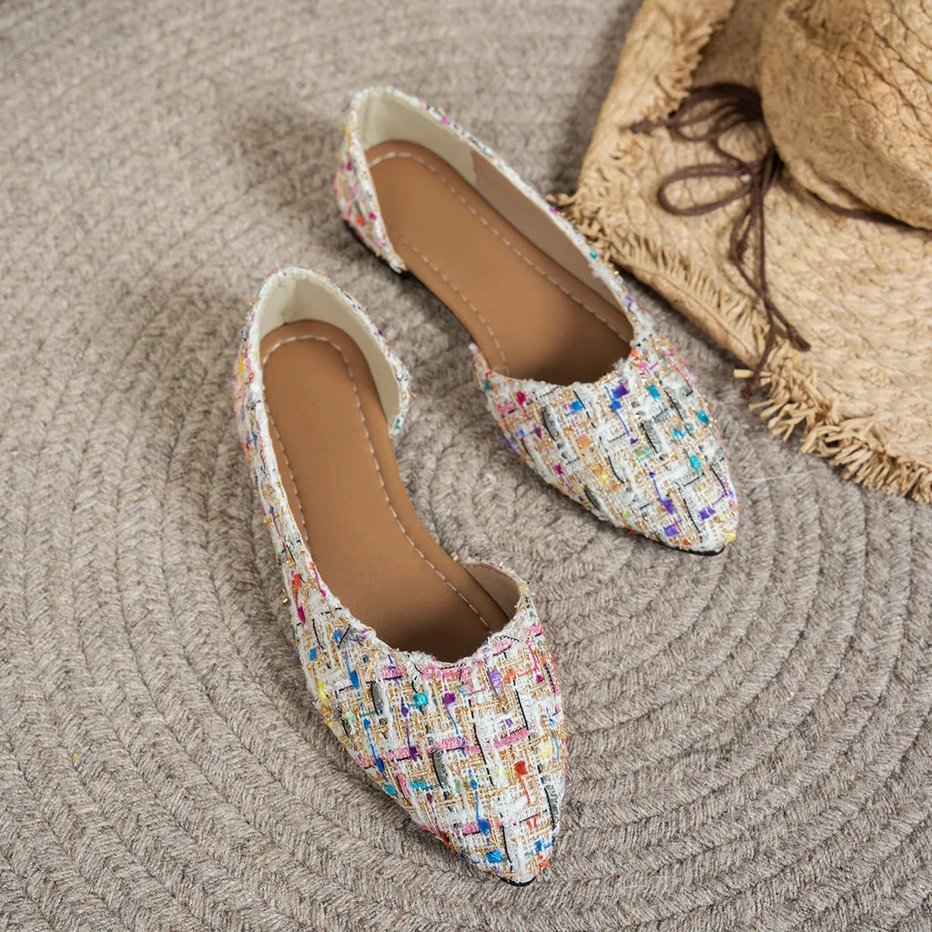 YBQJOO Women's Pointed-Toe Slip-On Flat Loafers | French Style Women's Flat Loafers Axl