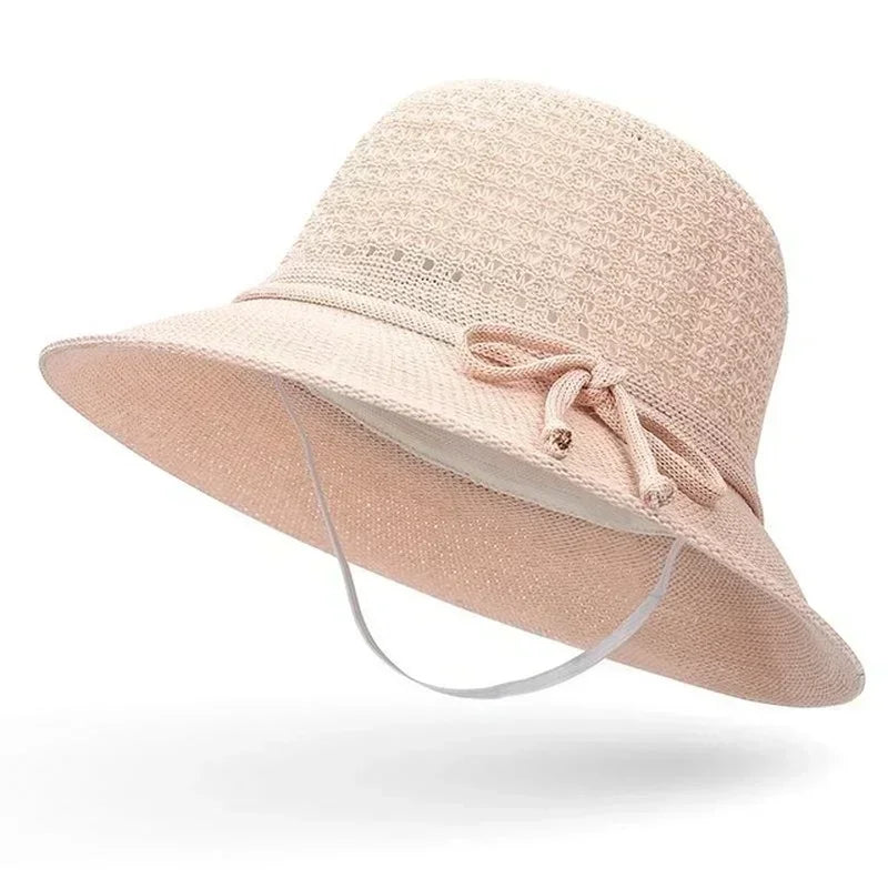 Women's Braided Beach Sun Hat – Wide 6cm Brim Visor Women's Sun Hat Axl light pink