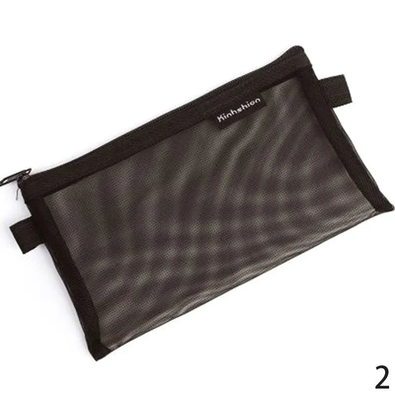 Transparent Mesh Pencil Case – Large Capacity Stationery Bag Pencil Case Axl WHITE