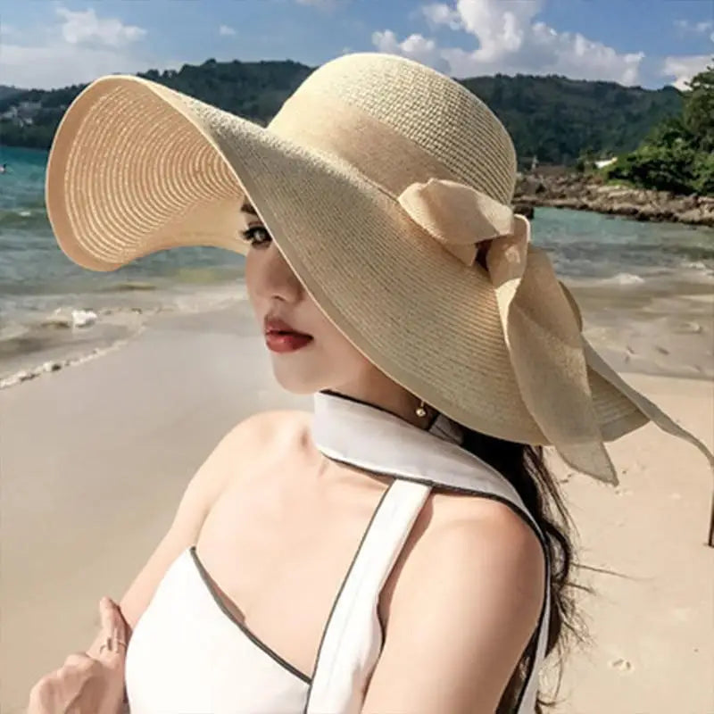 Women's Foldable Wide Brim Straw Sun Hat – UV Beach Travel Wide Brim Sun Hat Axl F one size