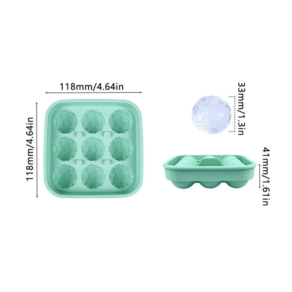 3D Soccer Ball Ice Cube Tray – 9-Grid Silicone Mold with Lid Silicone Ice Mold Axl
