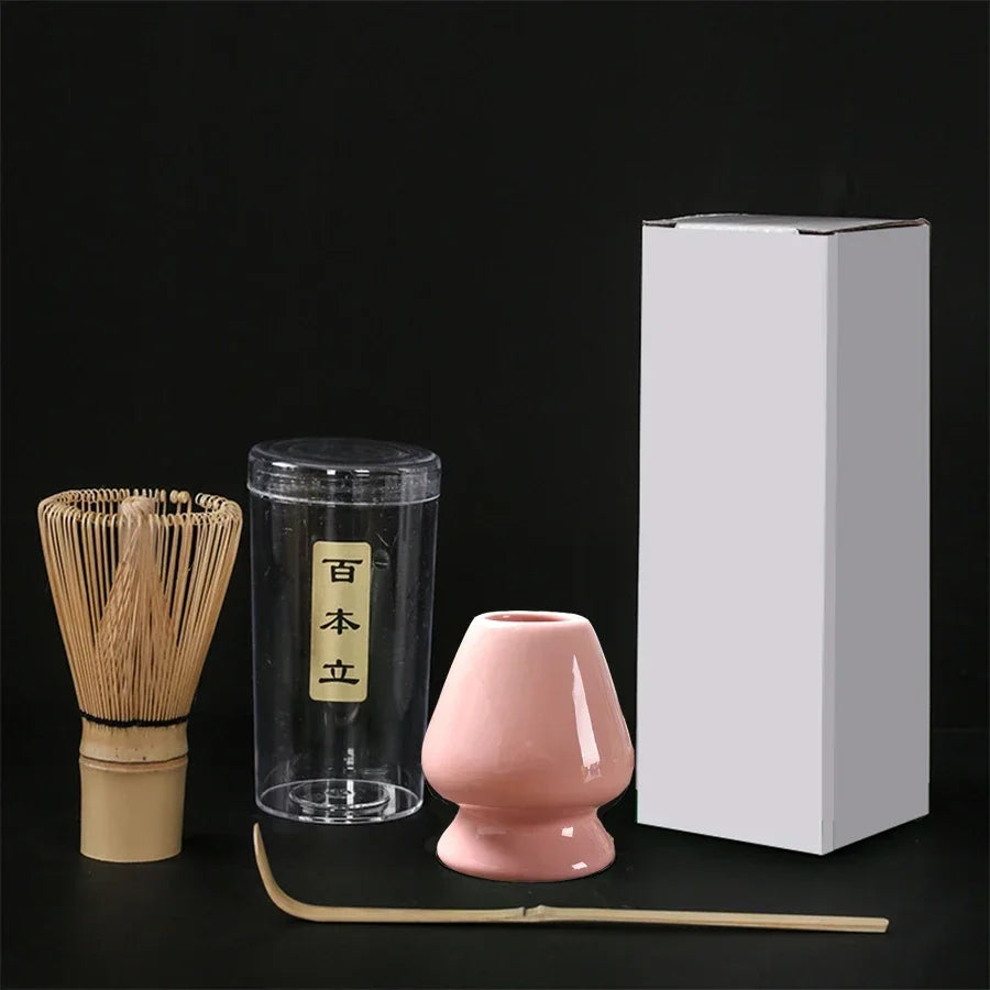 3-Piece Bamboo Matcha Set – Whisk, Scoop & Stand | Tea Kit Matcha Tea Set Axl Pink 3pcs