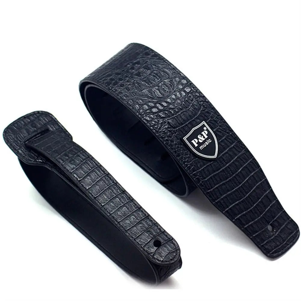 PU Leather Embossed Guitar Strap | Adjustable 130–150cm Guitar Strap Axl Black
