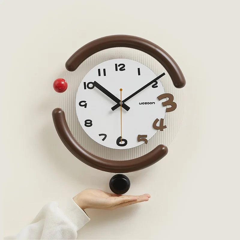 Modern Silent Swing Wall Clock – Round Minimalist Home Décor Decorative Wall Clock Axl