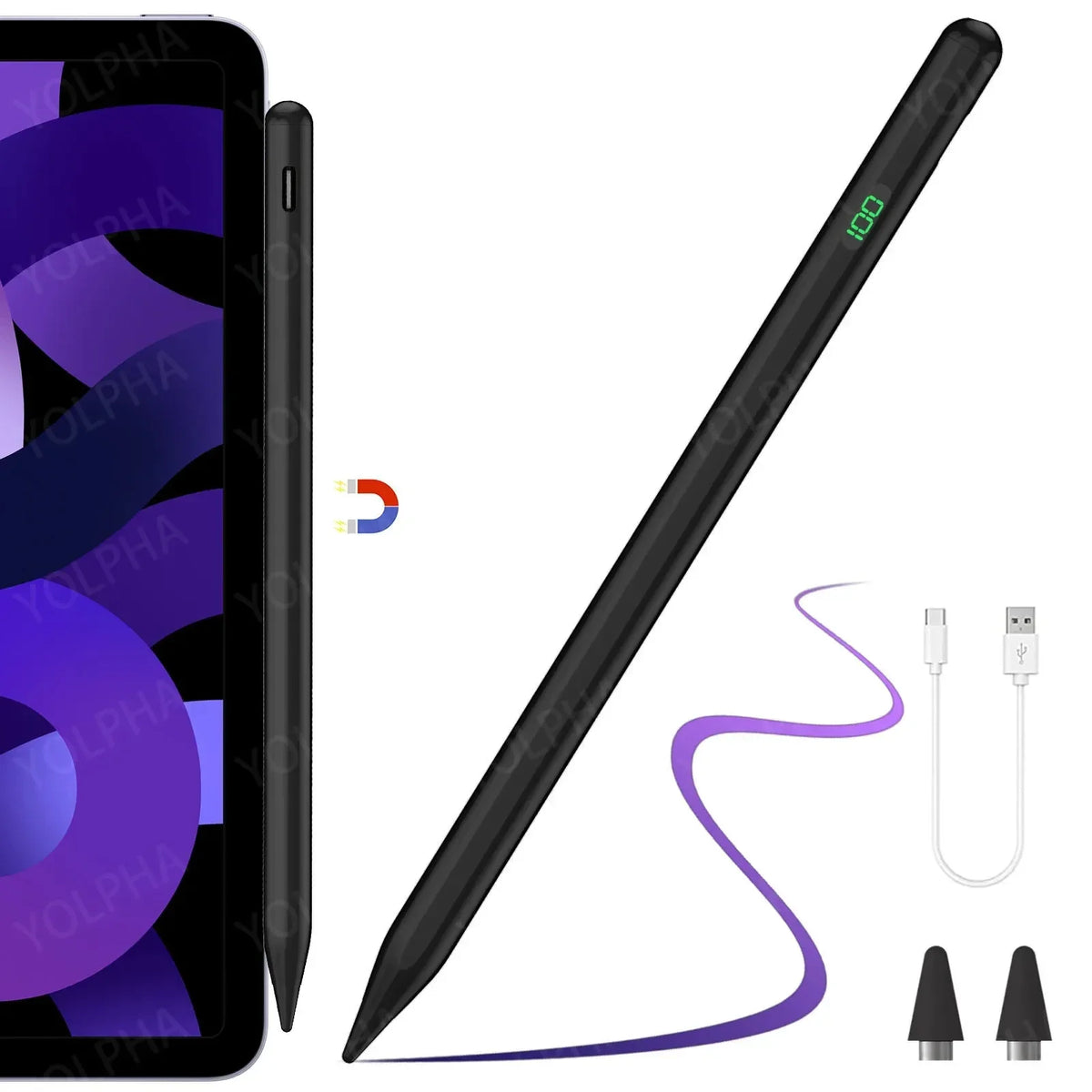 Universal Stylus Pen LED Power Display – iPad & Tablet Tablet Stylus Pen Axl black