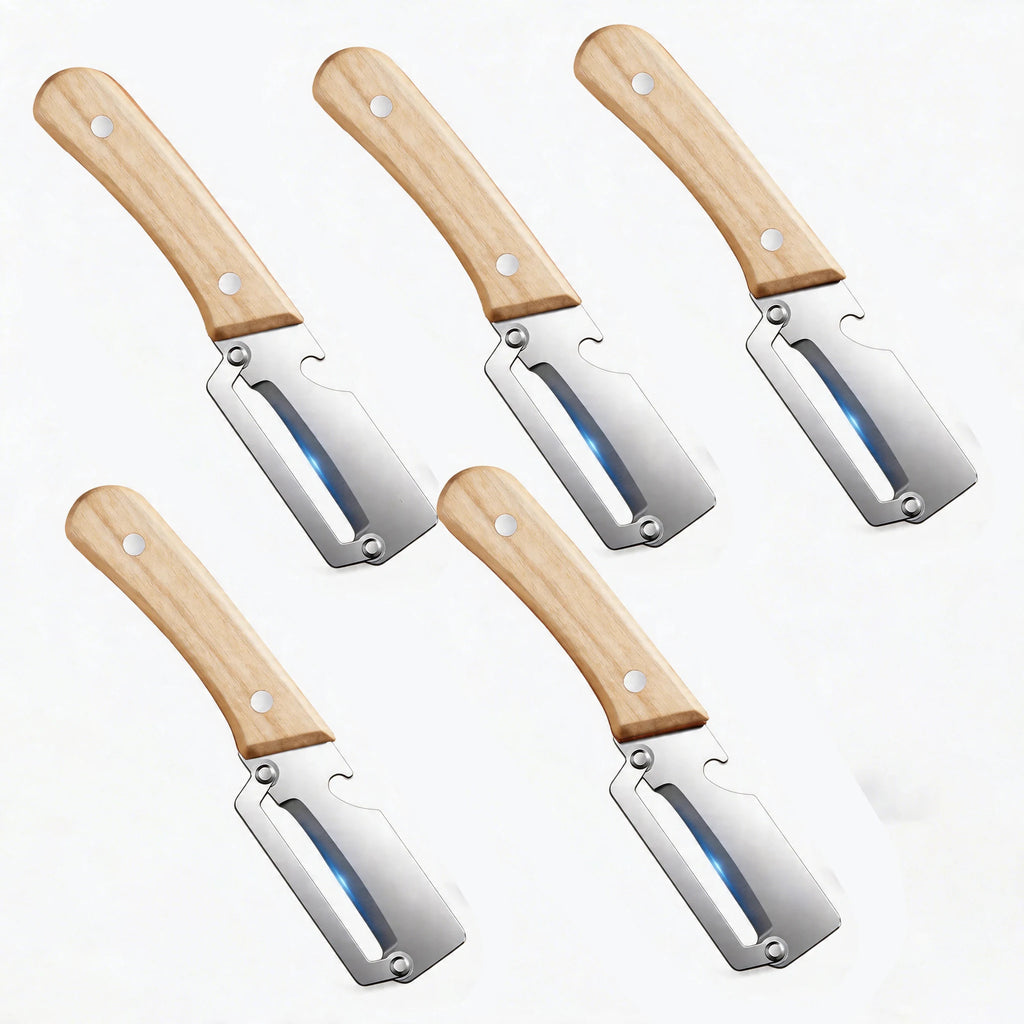 Stainless Steel Peeler Set with Wooden Handle – 1 to 10 Pc Vegetable Peeler Set Axl 5pcs