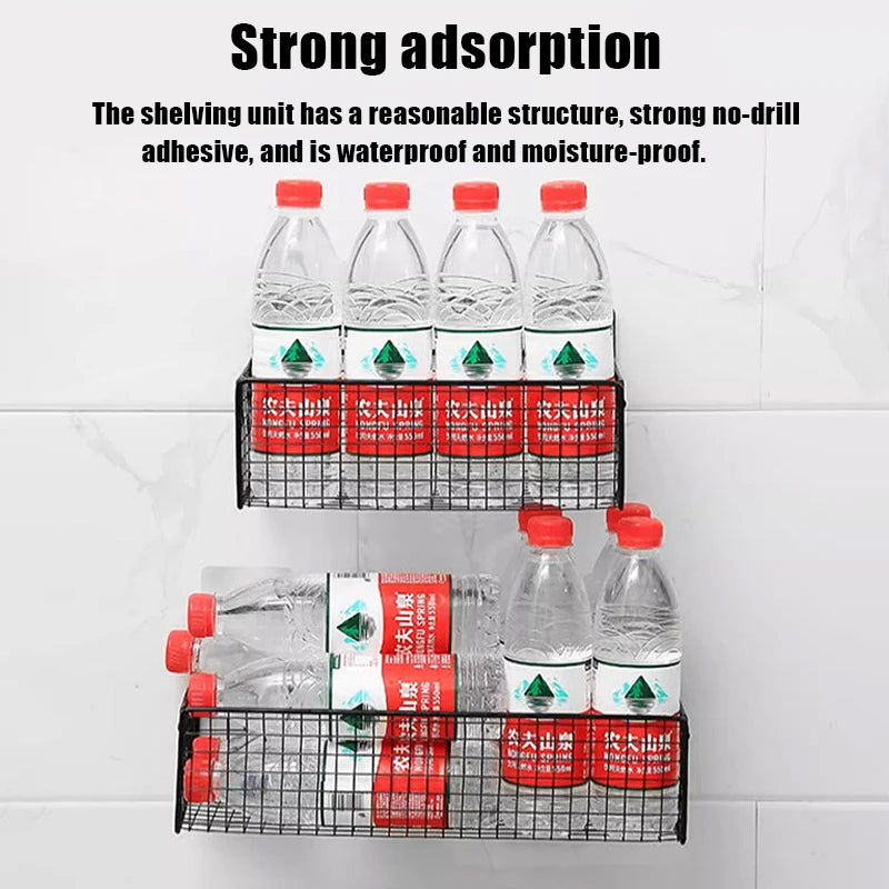Wall-Mounted Storage Rack – No Drilling Metal Shelf Wall Storage Rack Axl