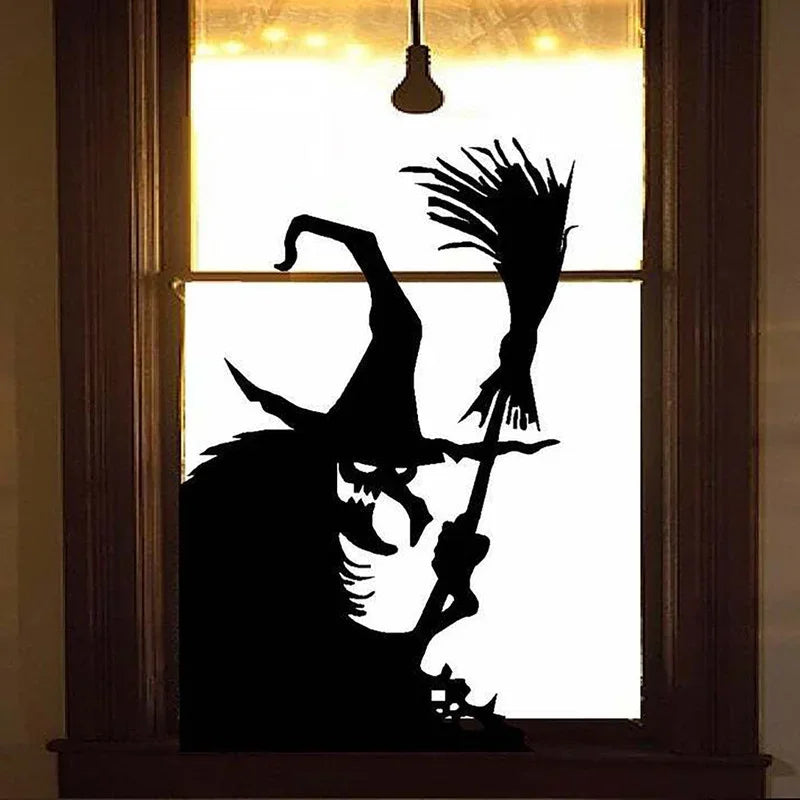 Halloween Witch & Ghost Static PVC Window Door Stickers Halloween Window Stickers Axl