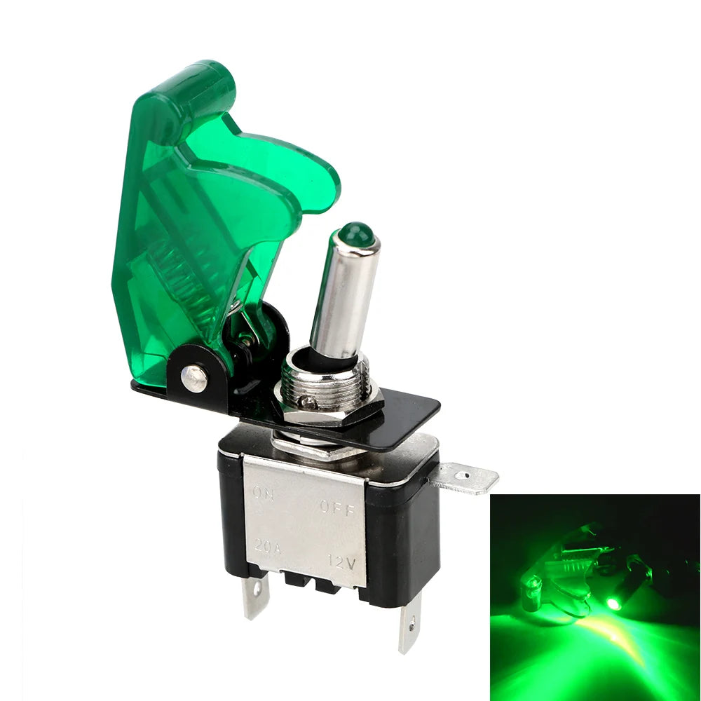 12V 20A LED Toggle Switch with Cover – SPST On/Off Car Switch Automotive Toggle Switch Axl green