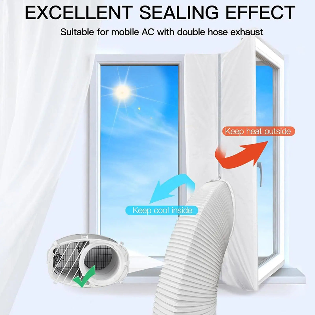 Portable AC Window Seal Kit – No-Drill Soft Cloth Vent Cover AC Window Seal Kit Axl