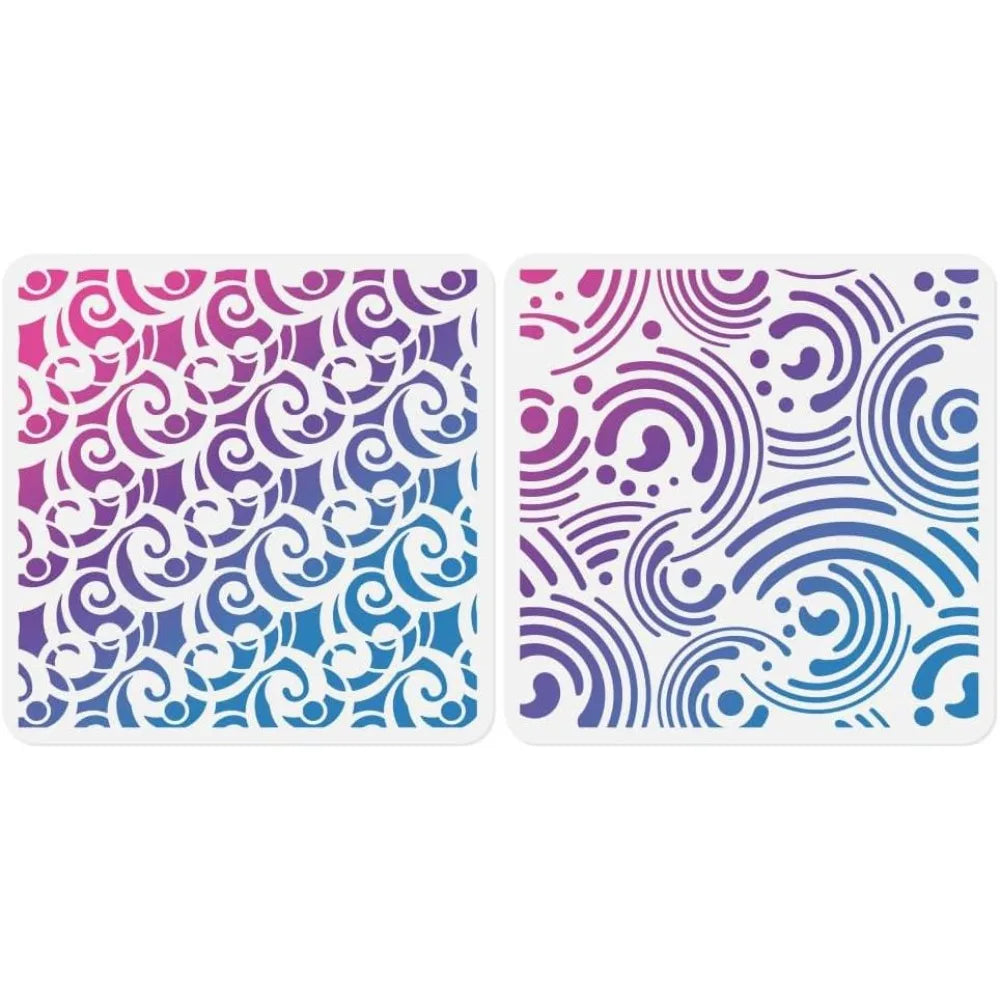 2-Pack Cosmic Swirl Spiral Stencils 11.8" – Reusable Wall Craft Stencil Set Axl AECH04-18661
