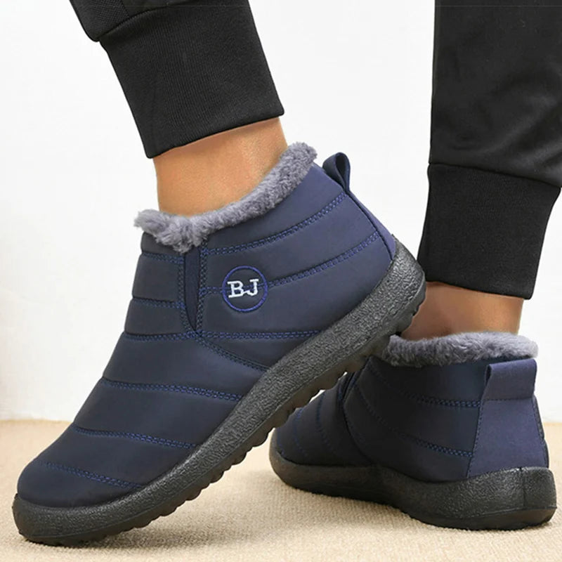 Men's Slip-On Waterproof Winter Ankle Boots with Fur Lining Men's Winter Boots Axl