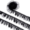 Black Organza Pleated Lace Ribbon Flower Trim 95mm – 8 Yards Decorative Ribbon Trim Axl AECH04-18163