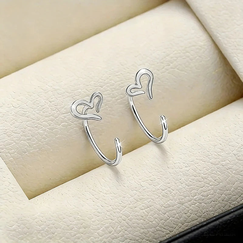 Huitan Glossy Heart Stud Earrings – Elegant Women's Jewelry Heart Stud Earrings Axl