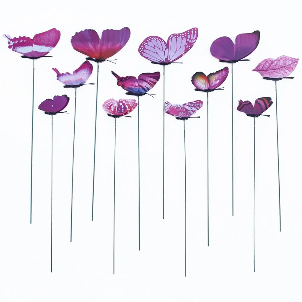 12-Piece Colorful Butterfly Garden Stakes – Outdoor Decor Garden Stake Decor Axl Purple