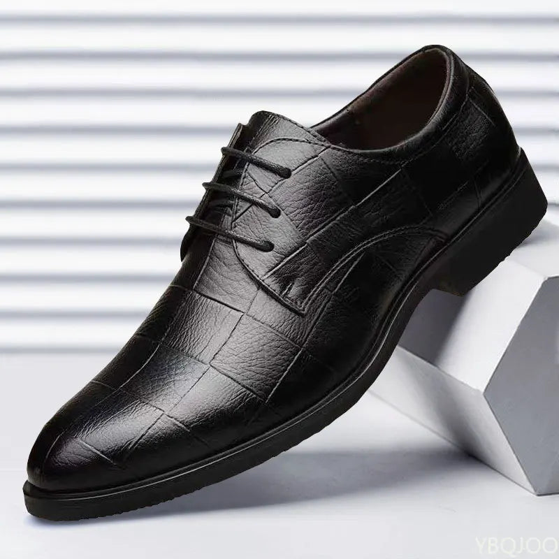Men's Business Casual Leather Shoes – Soft Sole Lace-Up Men's Casual Shoes Axl