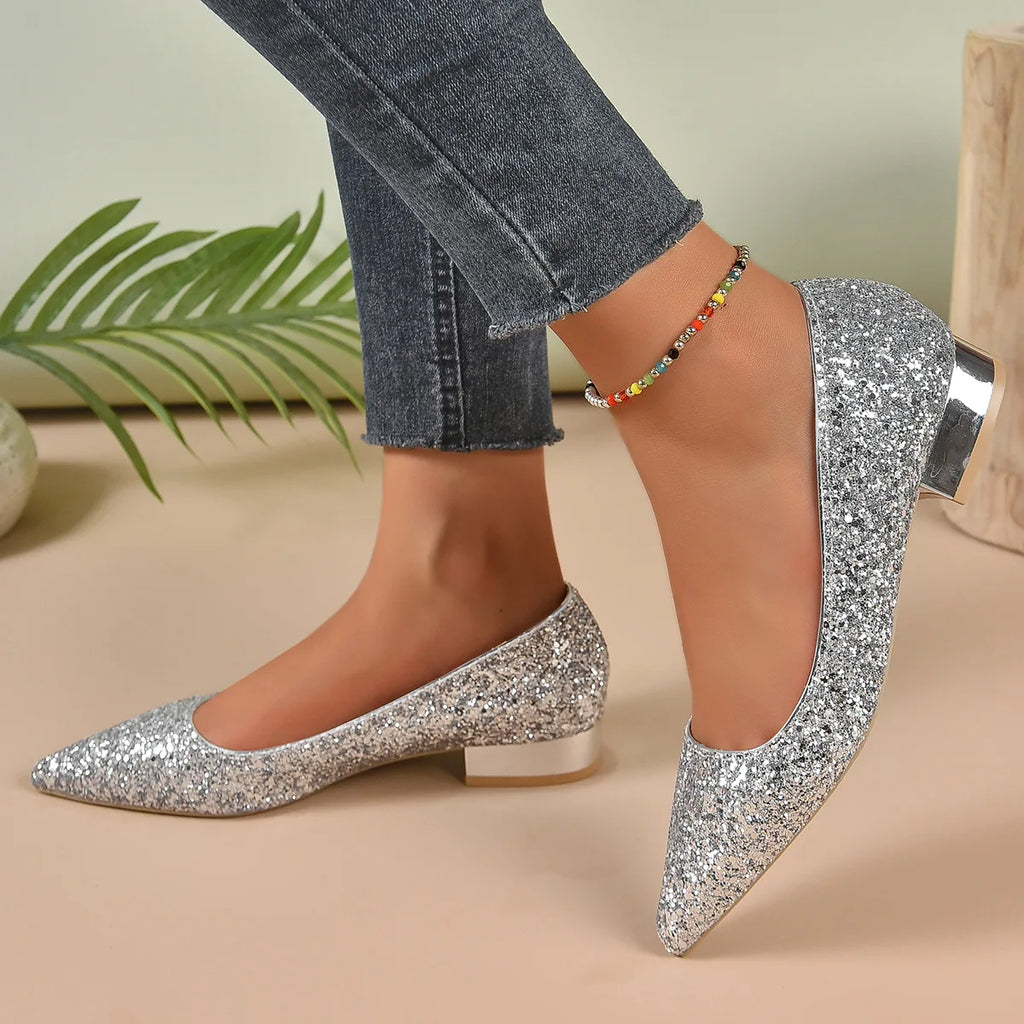 Women's Crystal Bling Loafers – Pointed Toe Flat Wedding Shoes Crystal Flat Loafers Axl