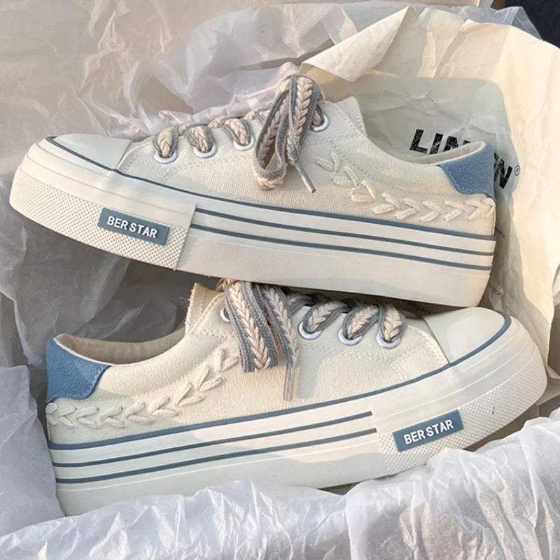 Women's Platform Canvas Chunky Sneakers | Height Boosting Platform Canvas Sneakers Axl