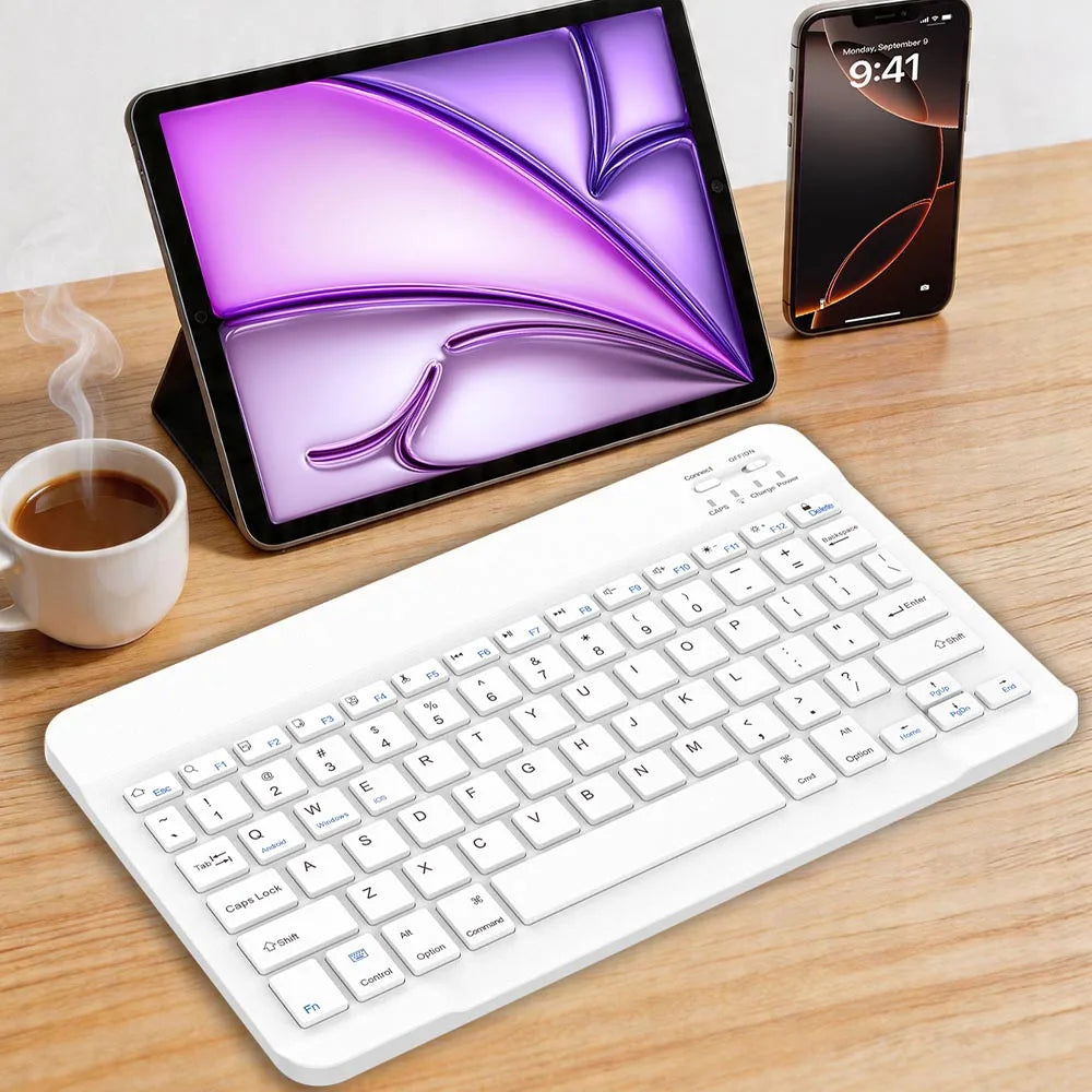 Compact Bluetooth Wireless Keyboard – iOS, Android & Windows Bluetooth Mini Keyboard Axl White