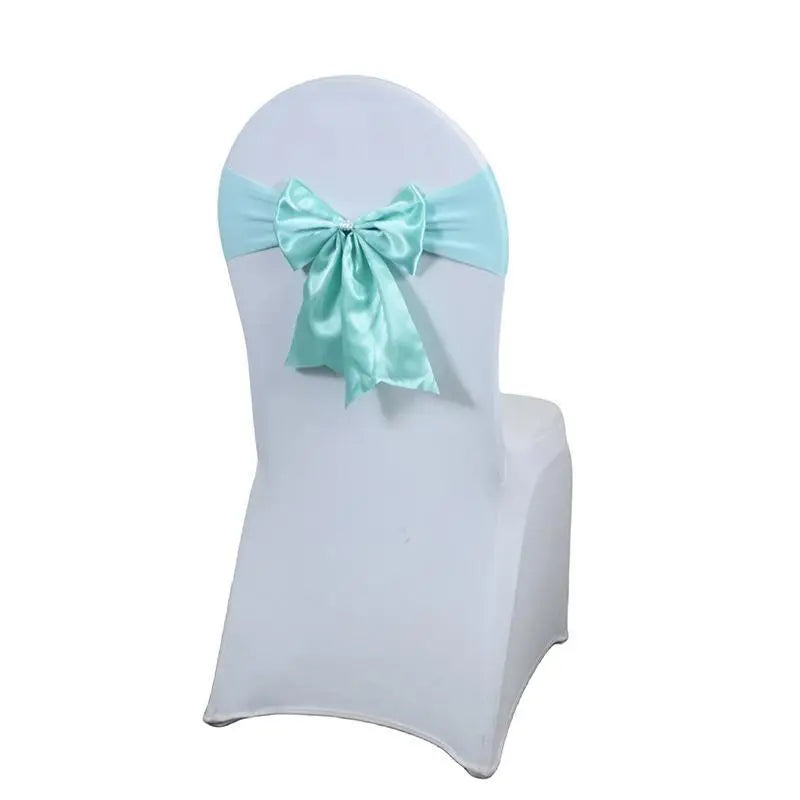 Satin Chair Bow Sash with Rhinestone – Wedding & Party Décor Chair Bow Sash Axl R