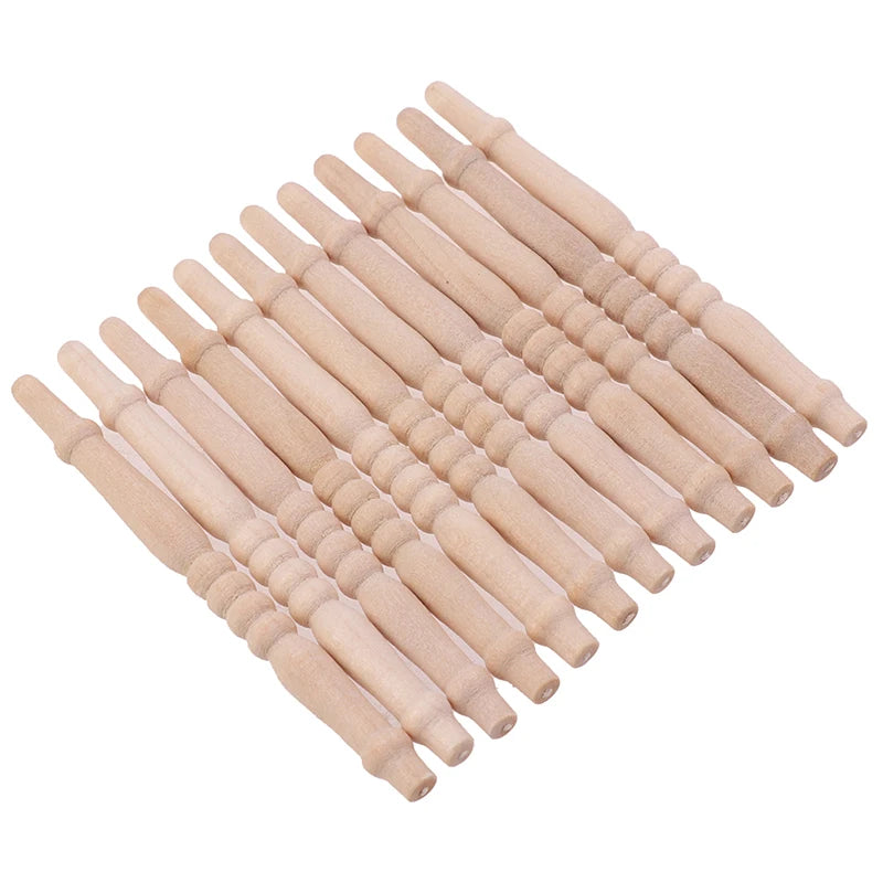 12-Pack 1:12 Miniature Wood Stair Railing – Dollhouse DIY Kit Dollhouse Miniature Kit Axl