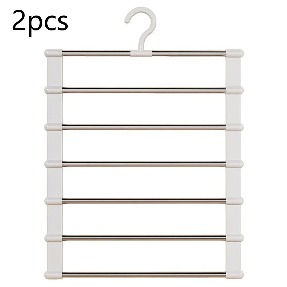 Space-Saving Pants Hanger – Multi-Layer Trouser Rack Organizer Pants Hanger Rack Axl White-2pcs
