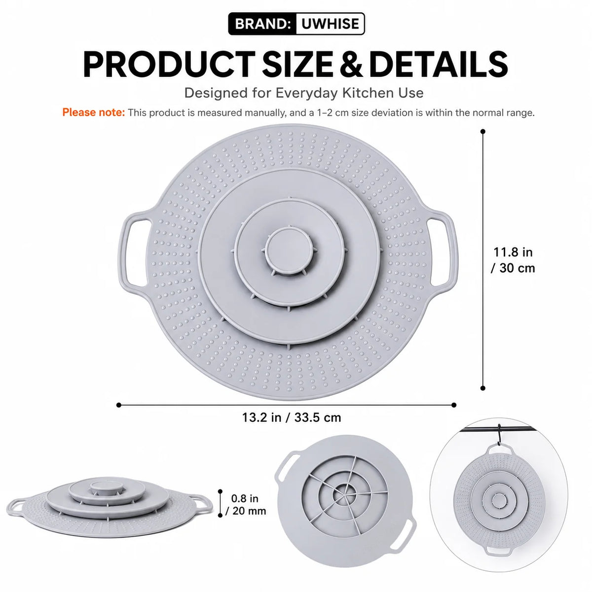 UWHISE Silicone Anti-Boilover Lid & Splatter Guard Pot Cover Silicone Pot Lid Axl