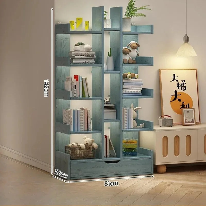 Modern Solid Wood Bookcase – Multi-Level Floor Standing Shelf Wooden Bookcase Axl
