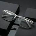 Men's Blue Light Blocking Reading Glasses | Half Frame Steel Reading Glasses Axl Silver 350