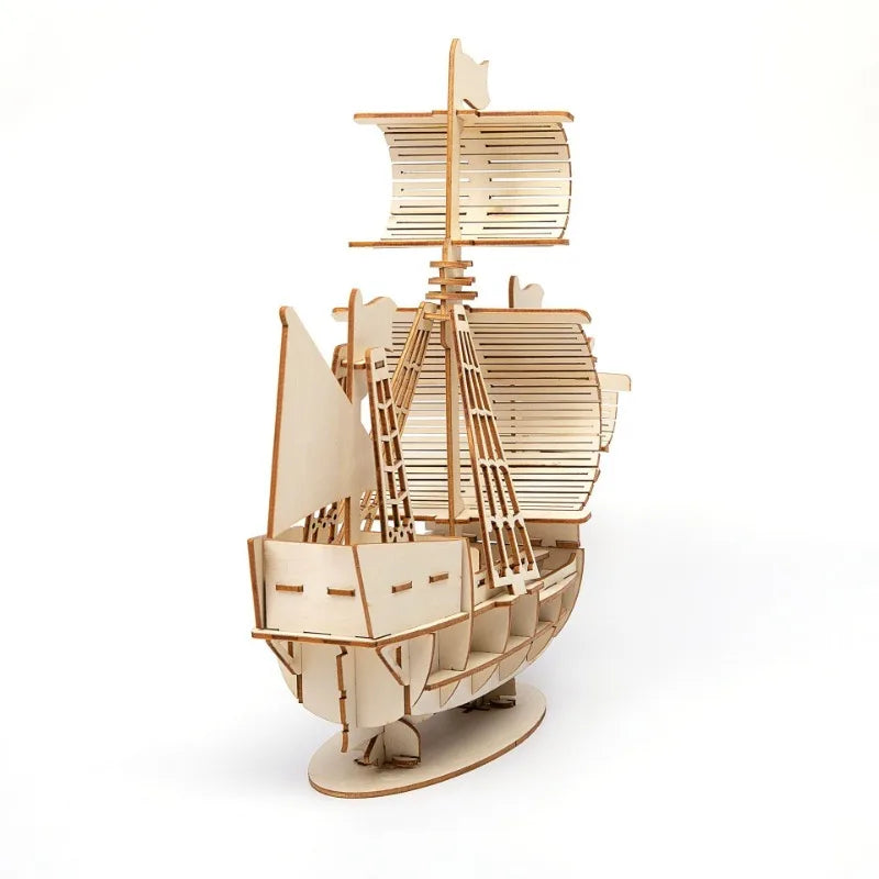 3D Sailboat Wooden Puzzle – DIY Assembly Model Kit Gift 3D Wooden Puzzle Axl