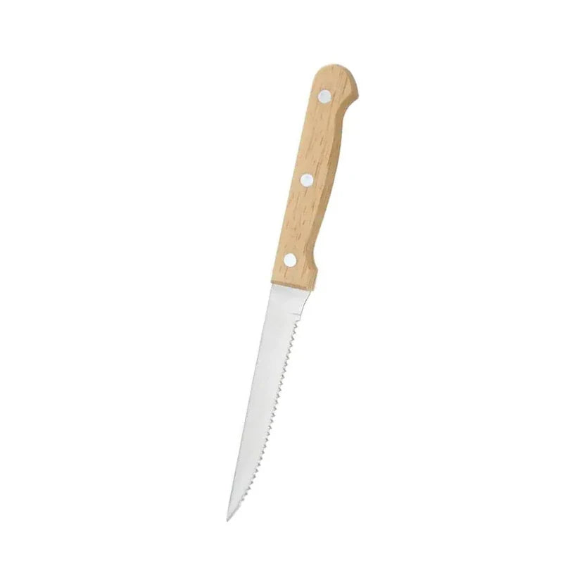 Stainless Steel Steak Knife Set – Serrated Wooden Handle 1–8 Pc Steak Knife Set Axl 1pcs