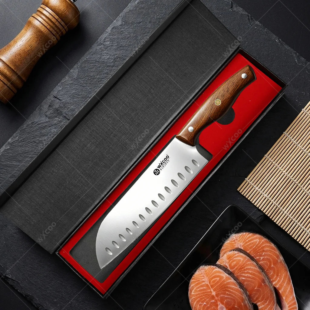 WXCOO Japanese Santoku Knife Set – 5-Piece Stainless Steel Kitchen Knife Set Axl Santoku Knife