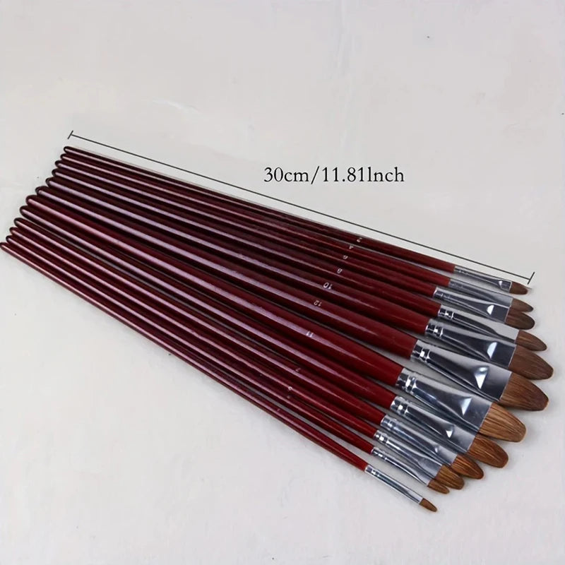 12-Piece Round Tip Paint Brush Set – Acrylic, Oil & Watercolor Paint Brush Set Axl 12pcs