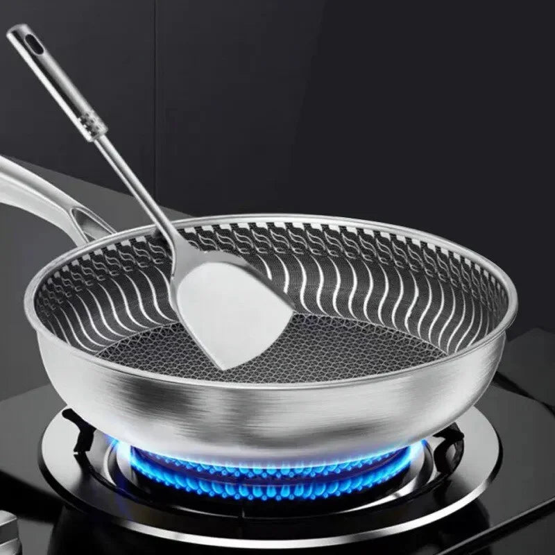 316 Stainless Steel Tri-Ply Honeycomb Wok Pan | All Stoves Stainless Steel Wok Pan Axl