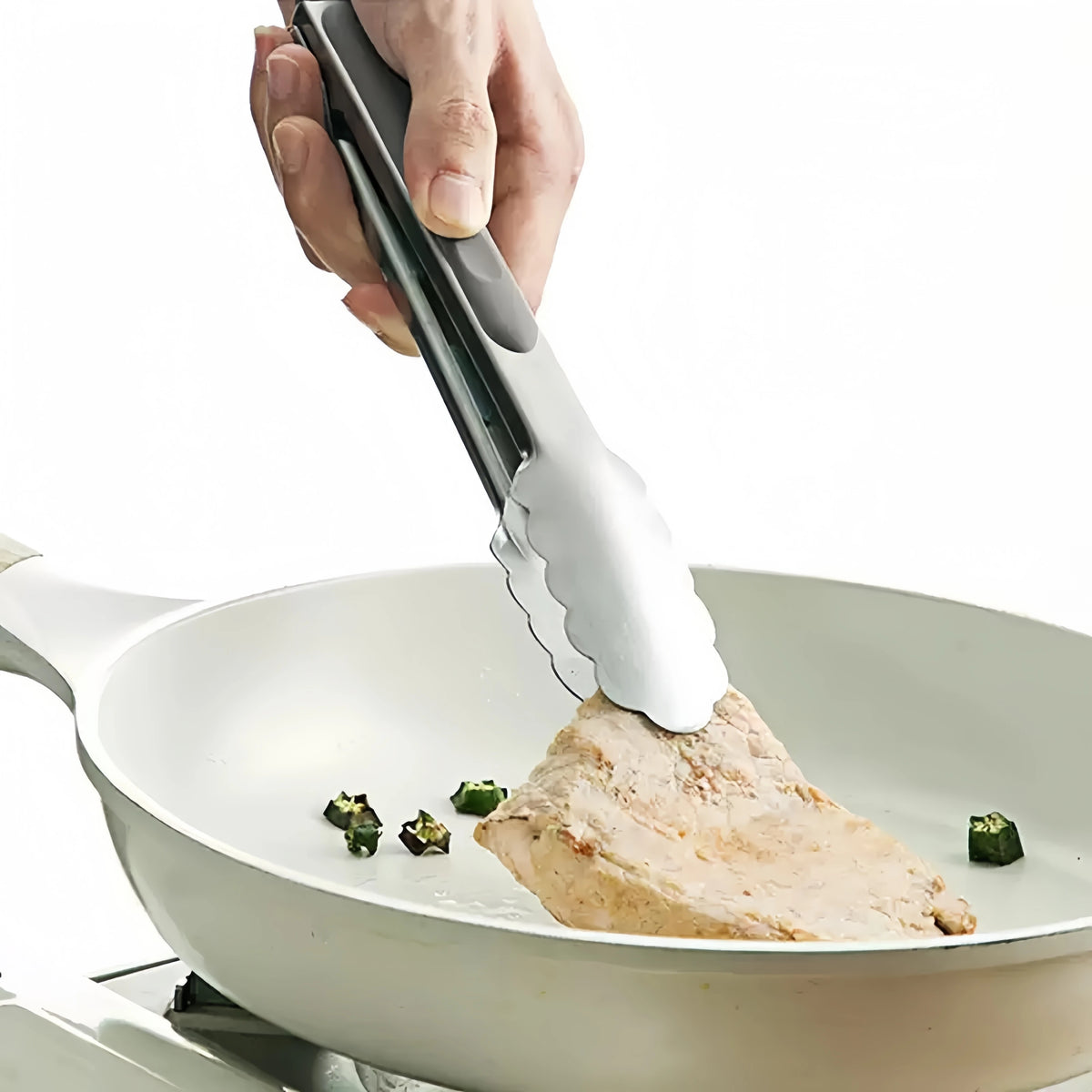 BBQ Tongs Set 9 & 12 Inch – Stainless Steel Silicone Food Clips BBQ Cooking Tongs Axl