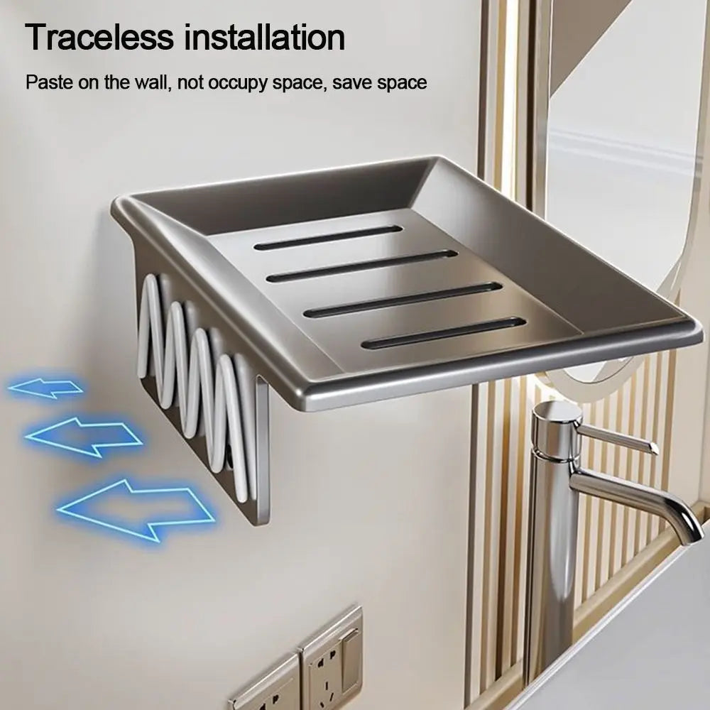 No-Drill Wall Mounted Soap Dish – Space Aluminum Organizer Soap Dish Holder Axl