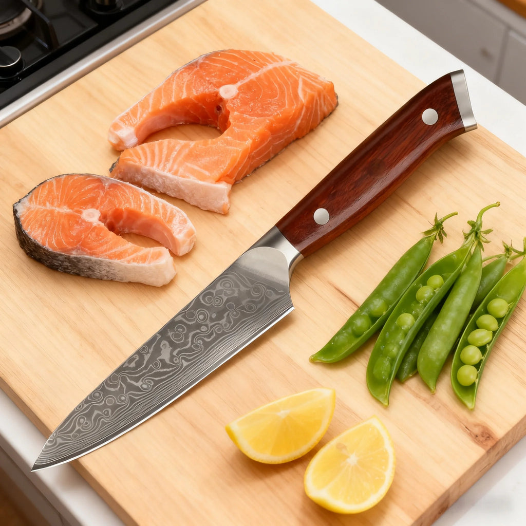 67-Layer Damascus Steel Kitchen Knife – Slicing & Peeling Damascus Kitchen Knife Axl Kitchen Knife