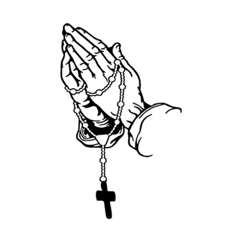 Praying Hands Rosary Car Sticker – Waterproof Religious Decal Religious Car Decal Axl