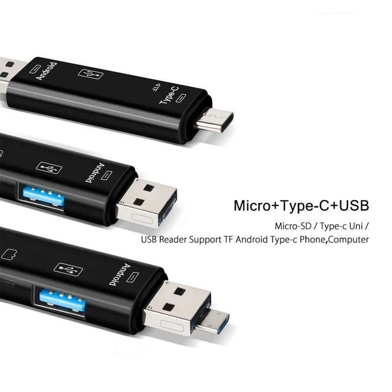 5-in-1 USB OTG Card Reader – Type-C, Micro USB, SD & TF USB OTG Card Reader Axl