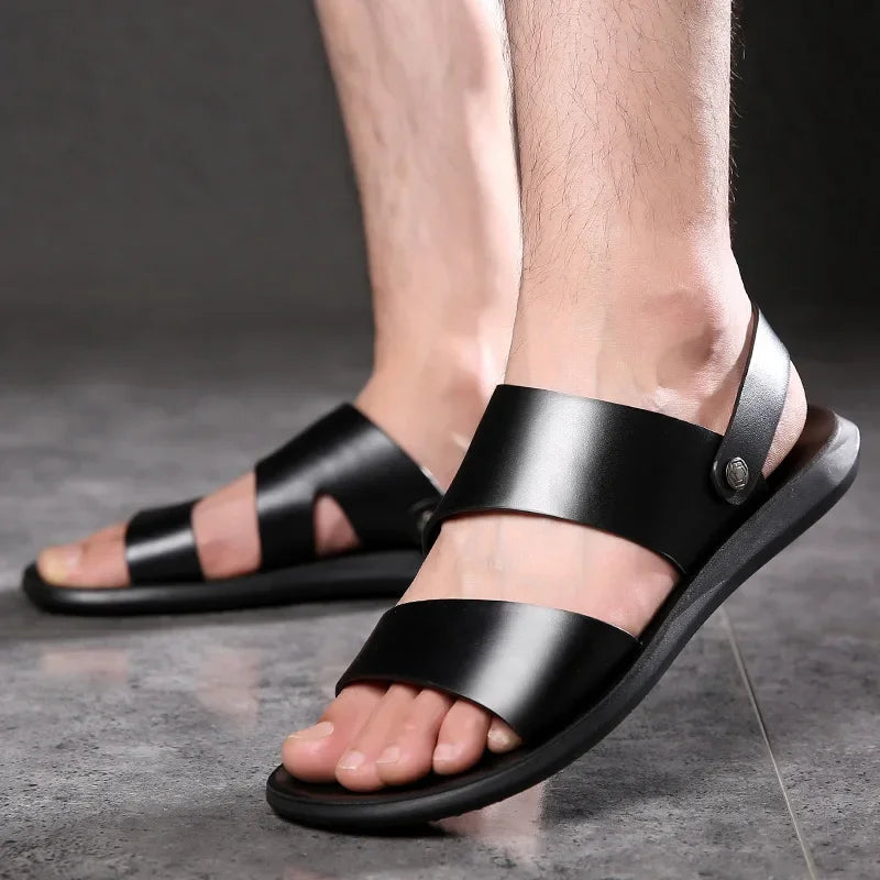 YBQJOO Men's Genuine Leather Gladiator Sandals | Non-Slip Men's Leather Sandals Axl