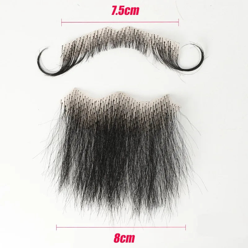 Human Hair Lace Fake Beard & Mustache – Cosplay & Stage Costume Facial Hair Axl