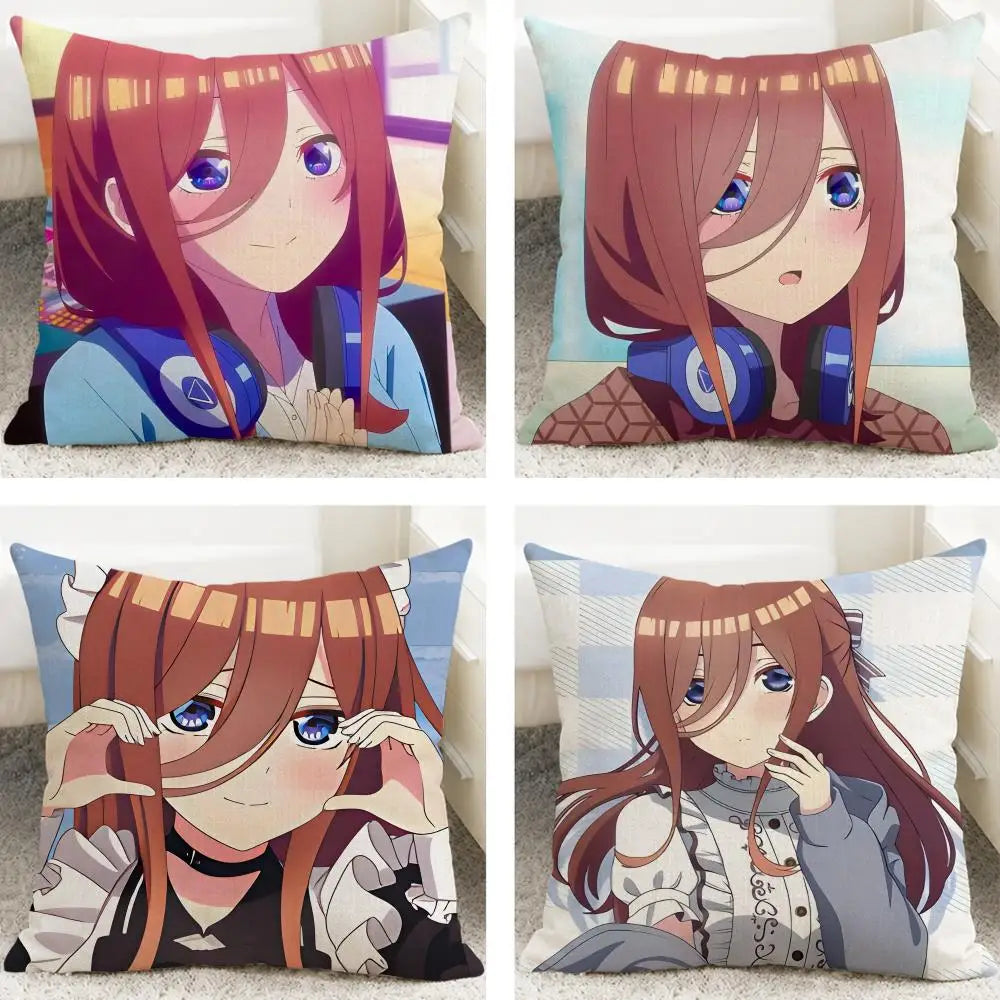 Miku Nakano Waifu Linen Cushion Cover – Anime Pillowcase Anime Cushion Cover Axl